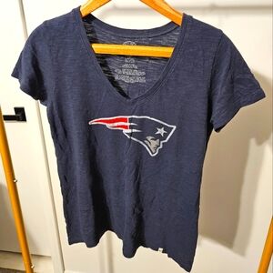 NFL Patriots V Neck Short Sleeve T Shirt